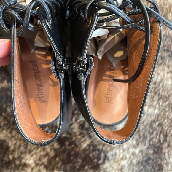 Jeffrey Campbell Black Leather Covets Lace up bootie / Sandal, Size 8. - Picture 7 of 9